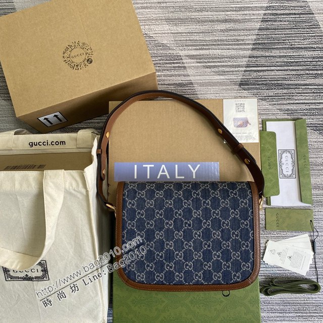 Gucci2021新顏色女包 古馳1955系列牛仔肩背包 Gucci馬銜扣女士單肩斜挎包 602204  ydg3188